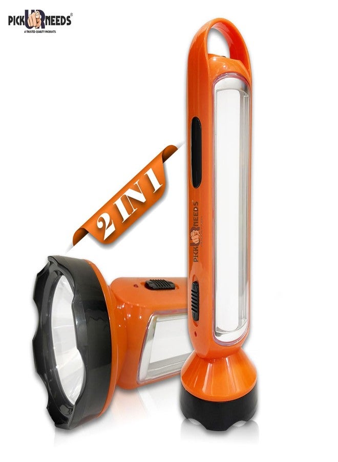 Pick Ur Needs Pick Ur Need Torch Light 2 in 1 Emergency Rechargeable 5W +18 Bright SMD (2 in 1) (Orange) - Image 2